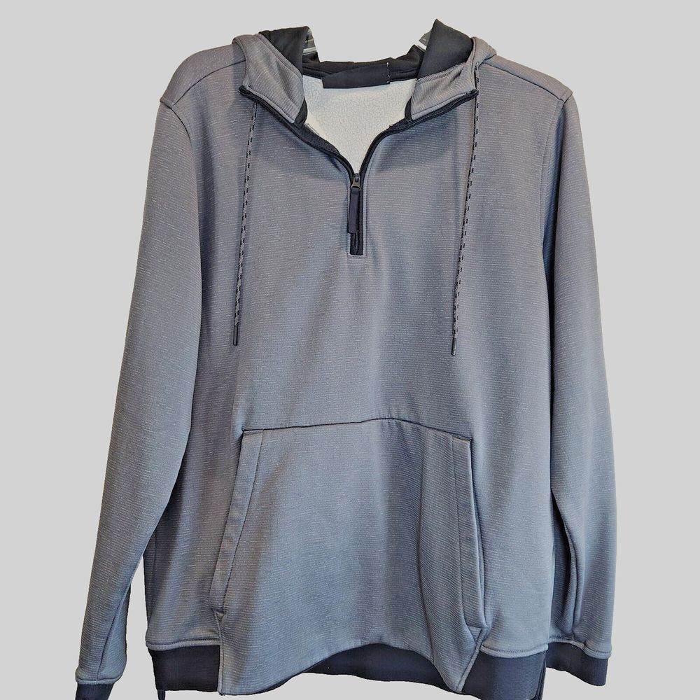 Under Armour Mens Size M ColdGear Hoodie 1/4 Zip Sweatshirt Gray Fleece Pullover